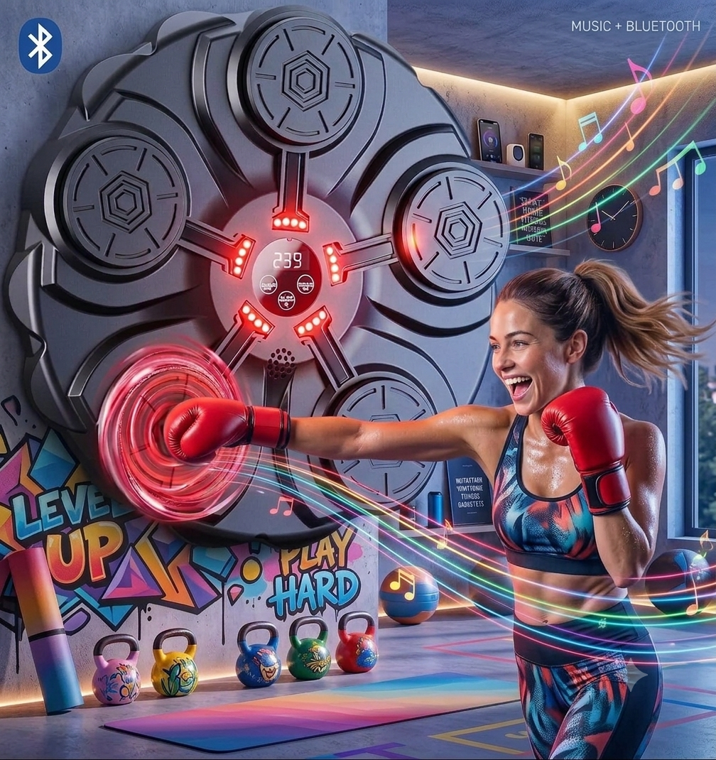 Máquina de boxeo con música Bluetooth y luces LED